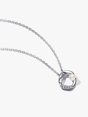 Pandora Organically Shaped Pavé Circle Cultured Pearl  Necklace